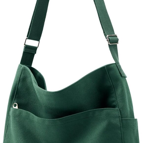 KALIDI Alpine Green Canvas Tote - Stylish Large Crossbody Bag for All Occasions - Picture 1 of 8